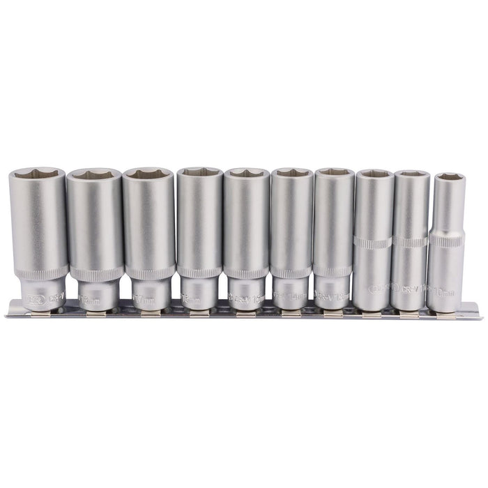 Draper Deep Socket Set on Metal Rail, 3/8" Sq. Dr. (10 Piece) Draper - Town Tools