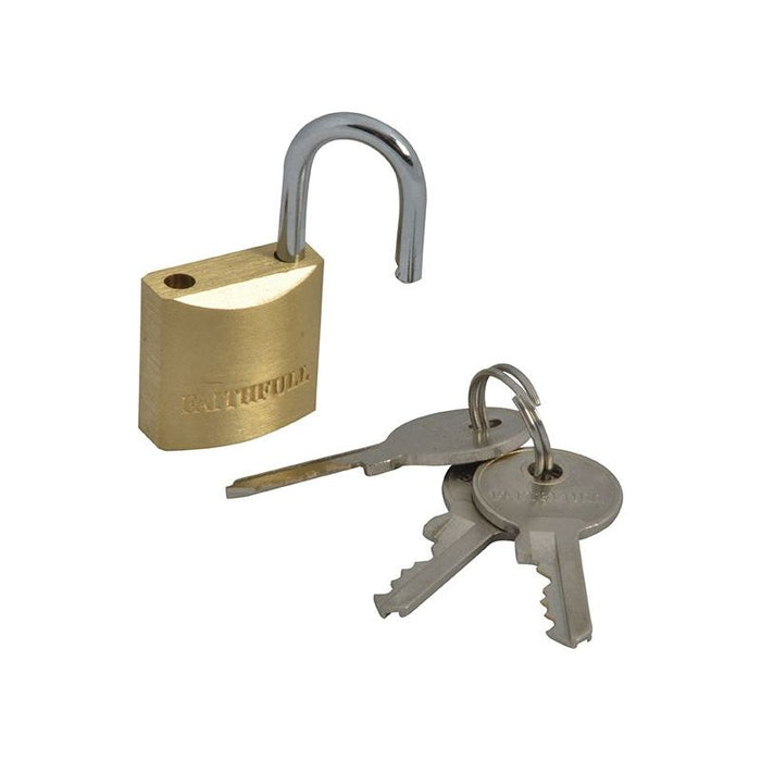Faithfull Brass Padlock 20mm 3 Keys Faithfull - Town Tools
