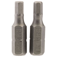 Draper Hexagonal Insert Bit, 4mm, 1/4" Hex, 25mm Long (Pack of 2) 63982