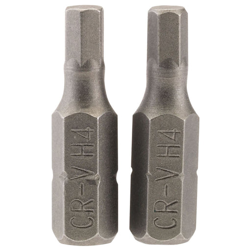 Draper Hexagonal Insert Bit, 4mm, 1/4" Hex, 25mm Long (Pack of 2) 63982 Draper - Town Tools 