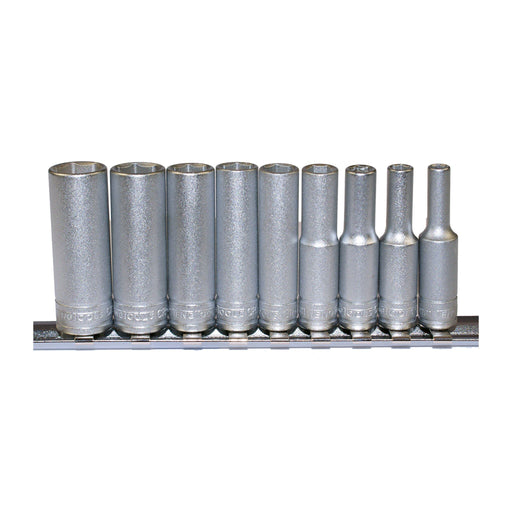 Teng Tools 1/4" Deep Socket Clip Rail Set 6 pt 9 Pieces Teng Tools - Town Tools 