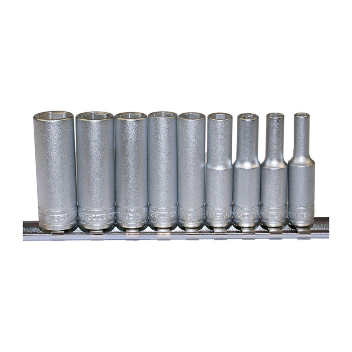 Teng Tools 1/4" Deep Socket Clip Rail Set 6 pt 9 Pieces Teng Tools - Town Tools 