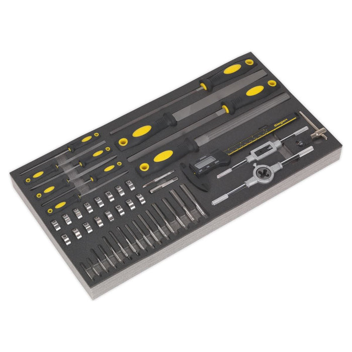 Sealey Tool Tray with Tap & Die File & Caliper Set 48pc S01132 Sealey - Town Tools 