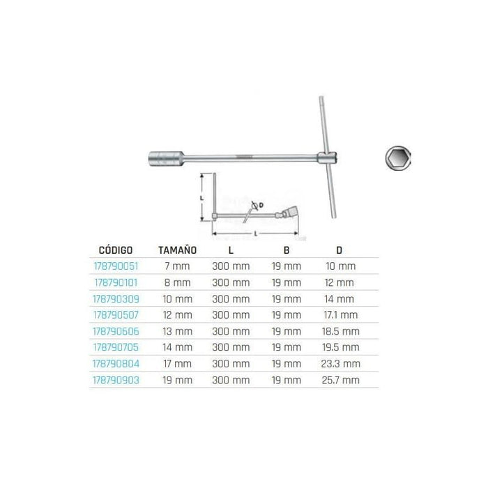 Teng Tools 3/8" T-Bar Deep Socket 6 pt Metric 8mm Teng Tools - Town Tools 