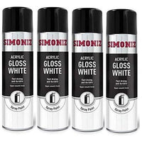 4x Simoniz Large Gloss White Acrylic Aerosol Auto Car Spray Paint 500ml SIMP18D