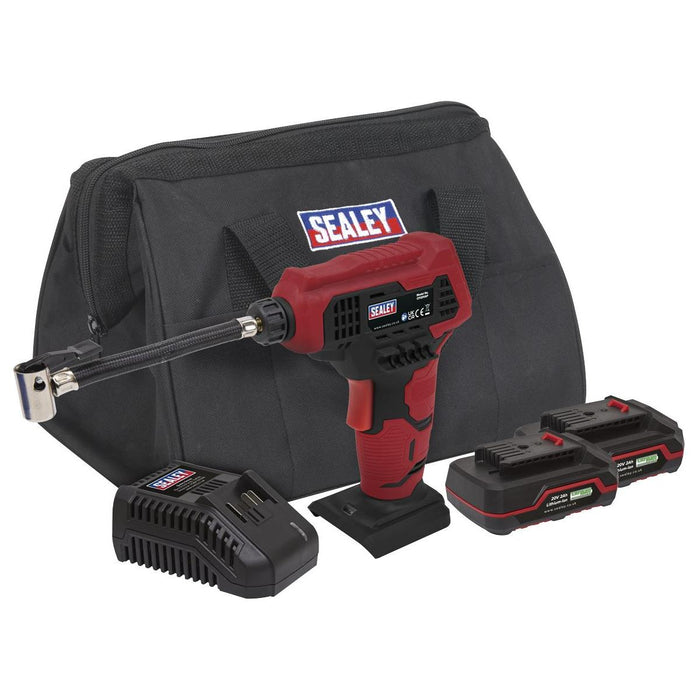 Sealey Cordless Air Pump Kit 20V SV20 Series 2 Batteries CP20VAPKIT Sealey - Town Tools 