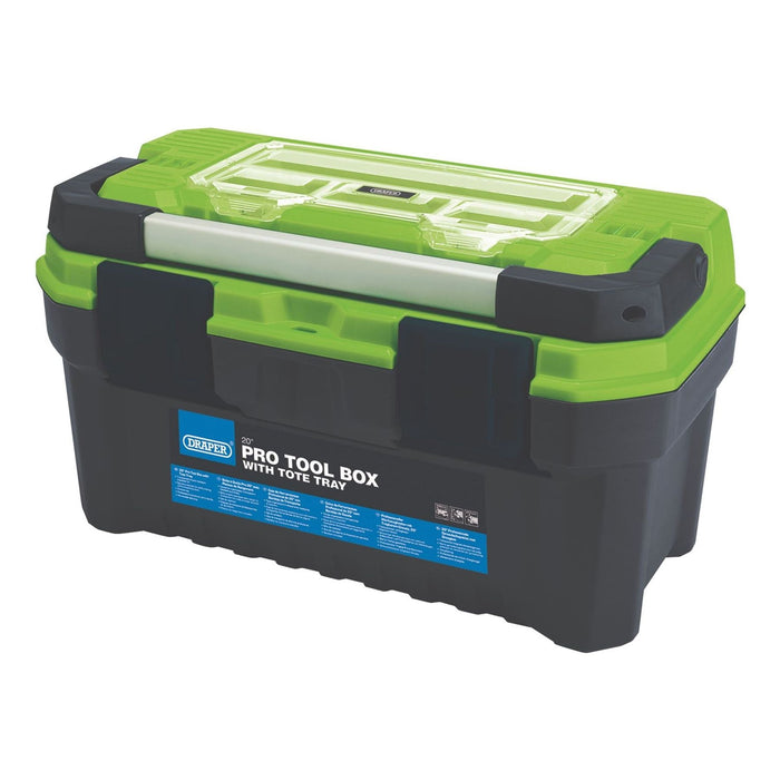 Draper Pro Toolbox with Tote Tray, 20", Green 28076