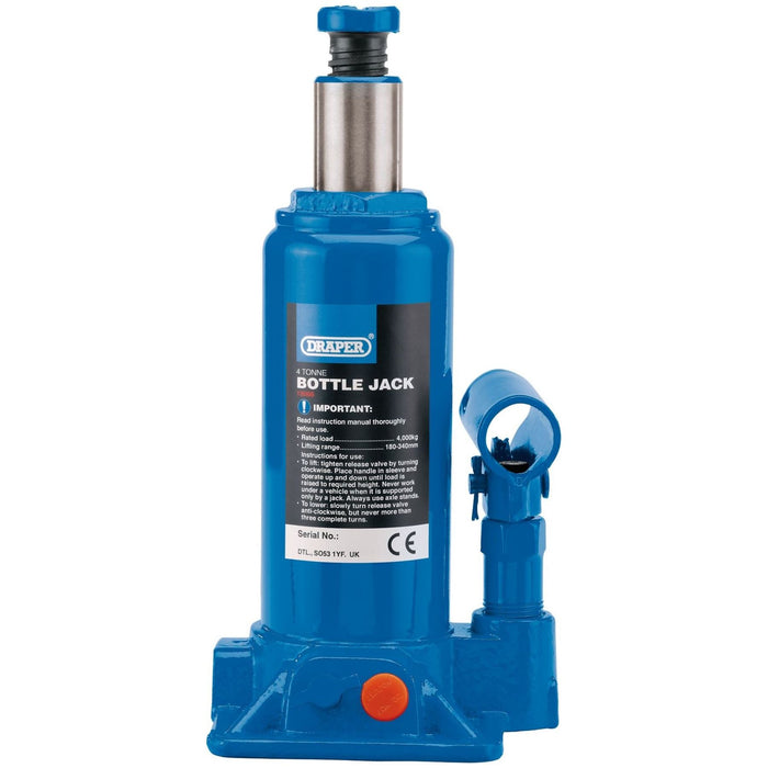 Draper Hydraulic Bottle Jack, 4 Tonne 13066 Draper - Town Tools 