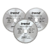 Trend CraftPro Table Saw Blade 250 x 30mm x 48T/60T/84T (Pack 3)