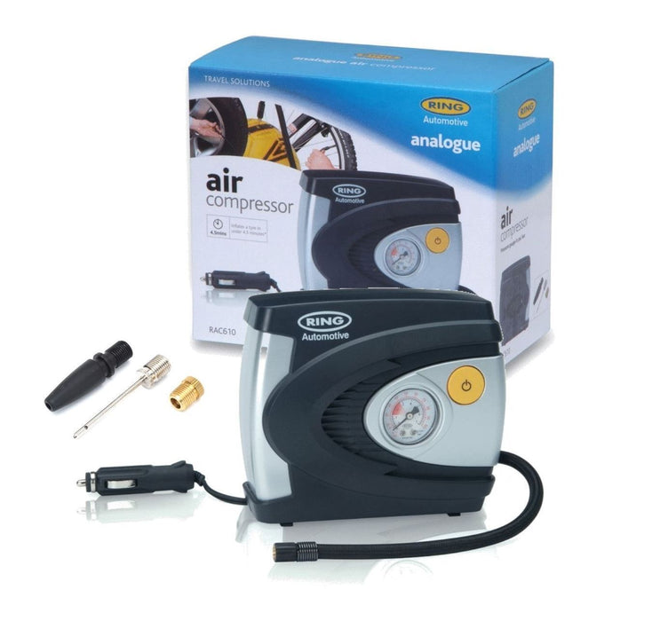 Ring RAC610 12V Analogue Air Compressor Wheel Tyre Inflator Pump Psi & Bar