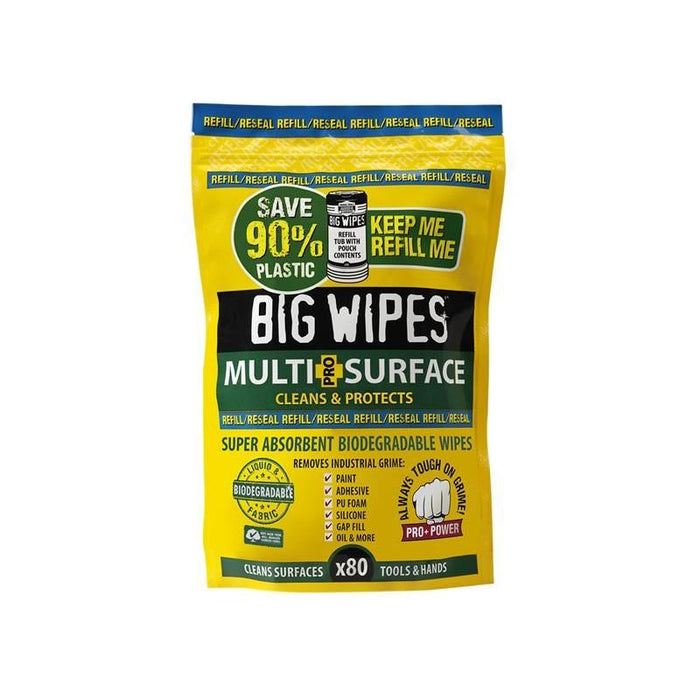 Big Wipes Multi-Surface Bio Pro+ Antiviral Wipes (Refill Pouch 80 Wipes) Big Wipes - Town Tools
