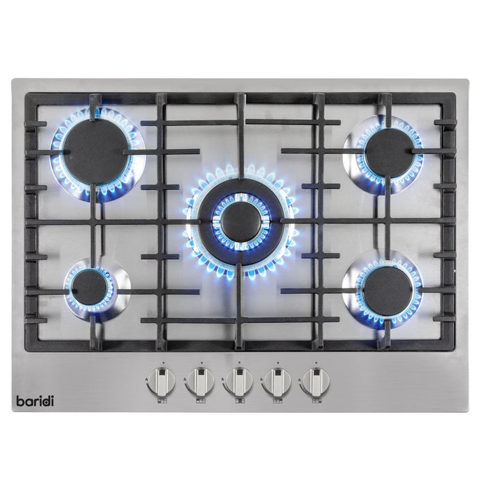 Baridi Gas Hob with 5 Cooking Zones 70cm - Stainless Steel DH227 Baridi - Town Tools 