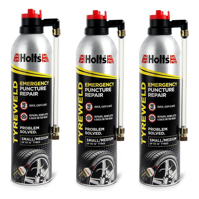 3x Holts Tyre Weld And Emergency Puncture Repair 400ml Holts - Town Tools 