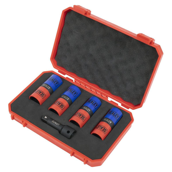 Sealey Alloy Wheel Double Ended Impact Socket Set 1/2"Sq Drive 5pc SX1820S Sealey - Town Tools 