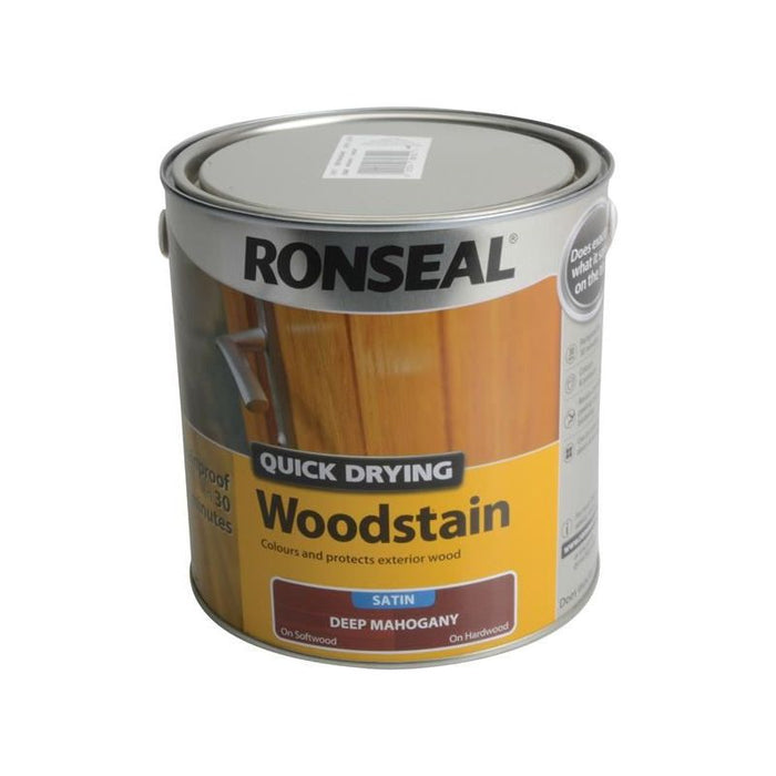 Ronseal Quick Drying Woodstain Satin Deep Mahogany 2.5 litre Ronseal - Town Tools