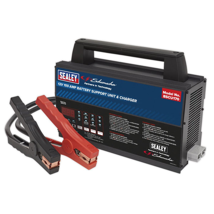 Sealey 12V Battery Support Unit & Charger 100A BSCU170 Sealey - Town Tools 