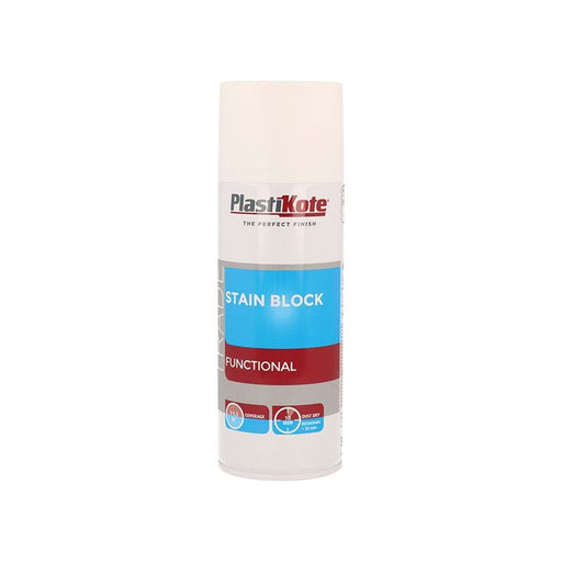 Plastikote Trade Stain Block Spray Paint White 400ml PlastiKote - Town Tools