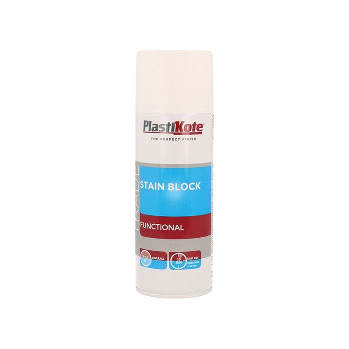 Plastikote Trade Stain Block Spray Paint White 400ml PlastiKote - Town Tools