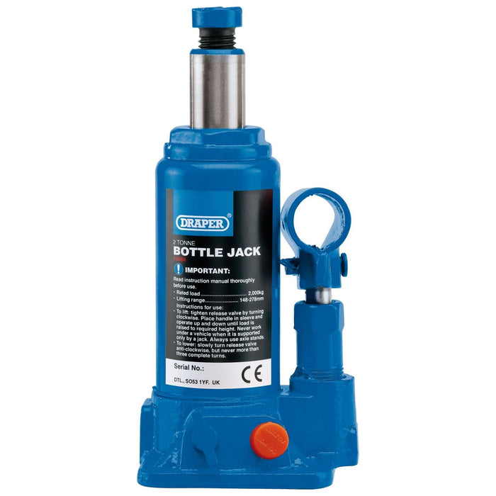 Draper Hydraulic Bottle Jack, 2 Tonne 13064