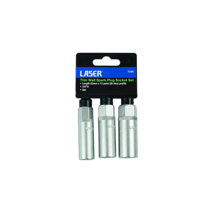 Laser Thin Wall Spark Plug Socket Set 3/8"D 3pc 7295