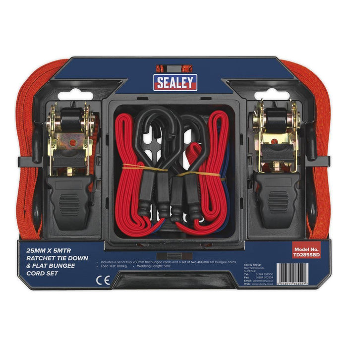 Sealey Tie Down & Bungee Cord Set 6pc TD285SBD Sealey - Town Tools 