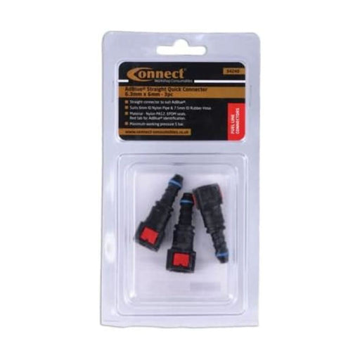 Connect Straight AdBlue Quick Connectors 6.3 x 6mm 3pc 34240 Connect - Town Tools 