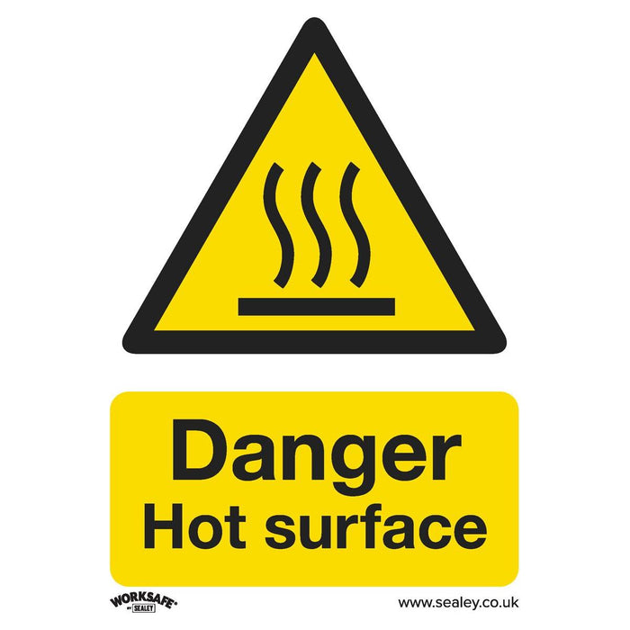 Sealey Warning Safety Sign Danger Hot Surface Self-Adhesive Vinyl Pack of 10 Sealey - Town Tools 