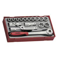 Teng Tools 1/2" Socket Set 6 pt TT1 17 Pieces