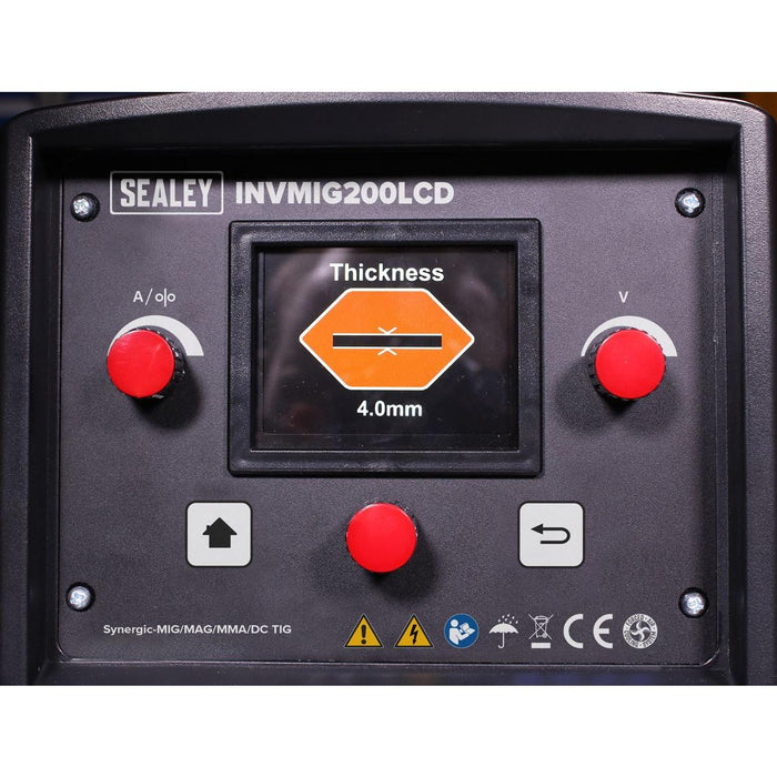 Sealey Inverter Welder MIG TIG & mmA 200A with LCD Screen INVMIG200LCD Sealey - Town Tools 