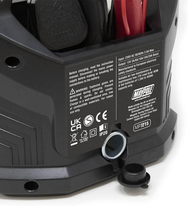 Maypole MP7215 15A 12V Electronic Smart Battery Charger Maypole - Town Tools