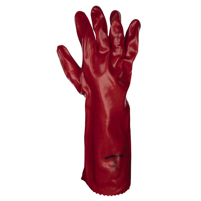 Worksafe Worksafe PVC Gauntlets 450mm, Red - Pack of 12 Pairs 9114/12 Worksafe - Town Tools 