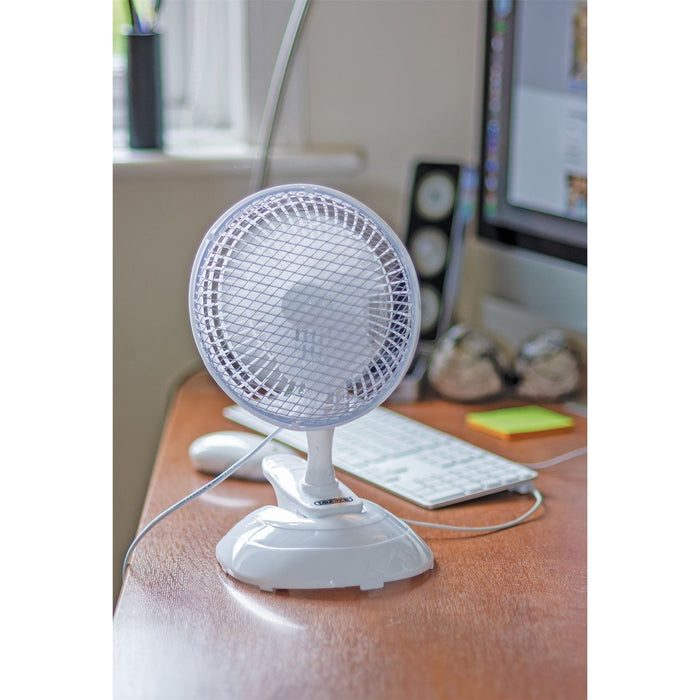 Draper 230V Clip-On Desk Fan, 6"/150mm, 15W 08710 Draper - Town Tools 