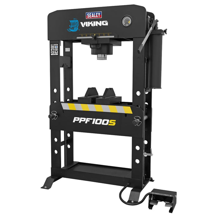 Viking Floor Type Air/Hydraulic Press with Sliding Ram and Foot Pedal 100 Tonne Viking - Town Tools 