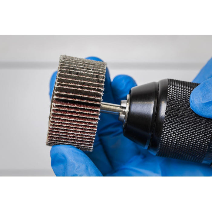 Sealey 50 x 25mm Abrasive Flap Wheel on 6mm Shaft 40Grit - Pack of 5 FW5025405 Sealey - Town Tools 