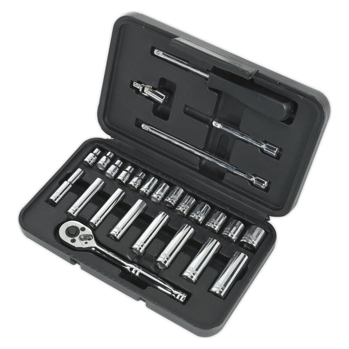 Siegen by Sealey Socket Set 26Pc 1/4Inchsq Drive 6Pt Walldrive Metric