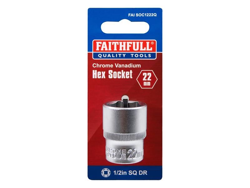 Faithfull Hex Socket 1/2in Drive 22mm Faithfull - Town Tools