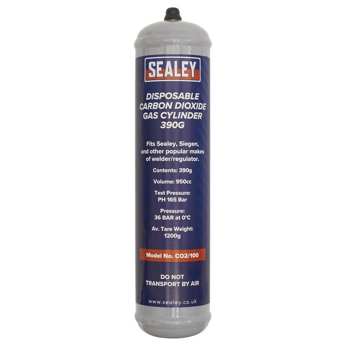 Sealey Disposable Carbon Dioxide Gas Cylinder 390g - Box of 12 CO2/100/12 Sealey - Town Tools 