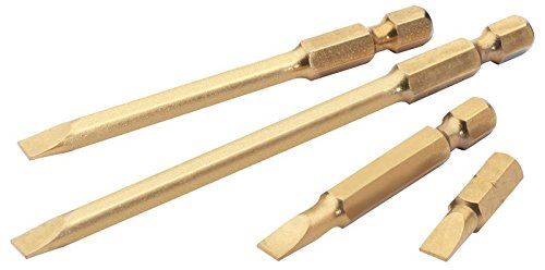 Draper 8.0mm 1/4" Hex Plain Slot Titanium Nitride Coated Insert Bit 50mm Long x Draper - Town Tools 