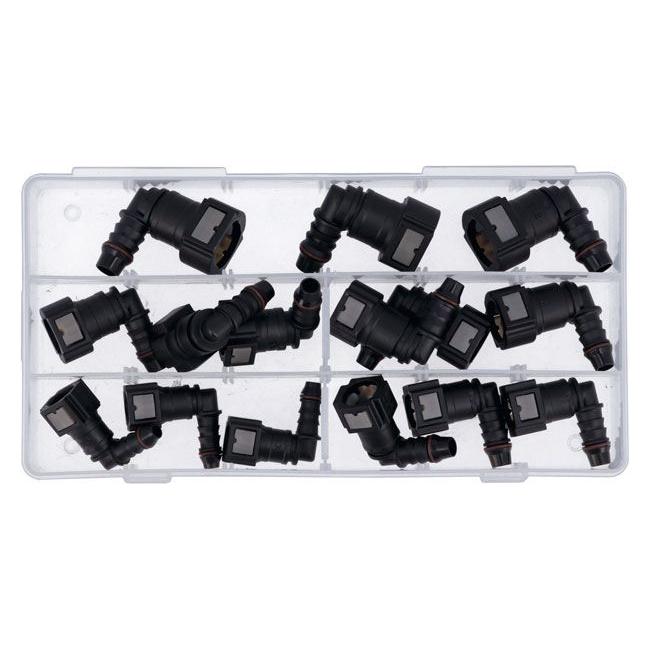 Connect Assorted 90 Angled Fuel Line Quick Connectors 15pc 34030 Tool Connection - Town Tools 