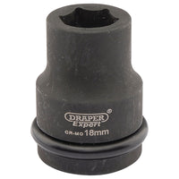 Draper Expert HI-TORQ 6 Point Impact Socket, 3/4" Sq. Dr., 18mm
