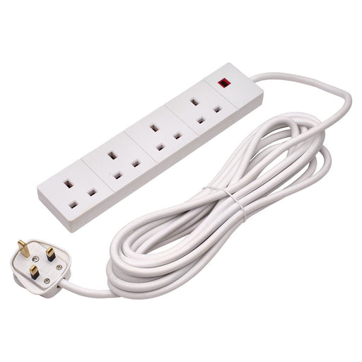 Draper Four Socket Extension Lead with Neon Indicator, 5m Draper - Town Tools