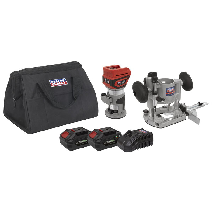 Sealey SV20 Series Cordless Trimming Router Kit 20V 4Ah - 2 Batteries CP20VTRKIT Sealey - Town Tools 