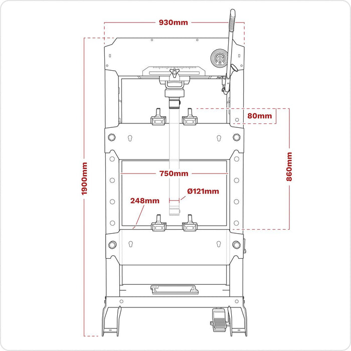 Viking Floor Type Air/Hydraulic Press with Sliding Ram and Foot Pedal 50 Tonne Viking - Town Tools 