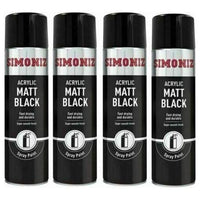 4x Simoniz Large Matt Black Acrylic Aerosol Car Auto Spray Paint 500ml SIMP17D