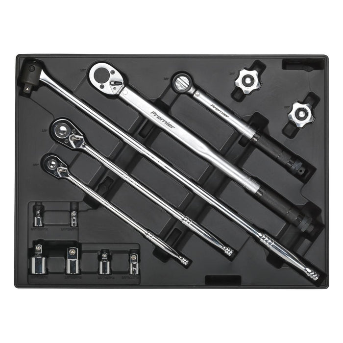 Sealey Tool Tray with Ratchet Torque Wrench Breaker Bar & Socket Adaptor Set 13p