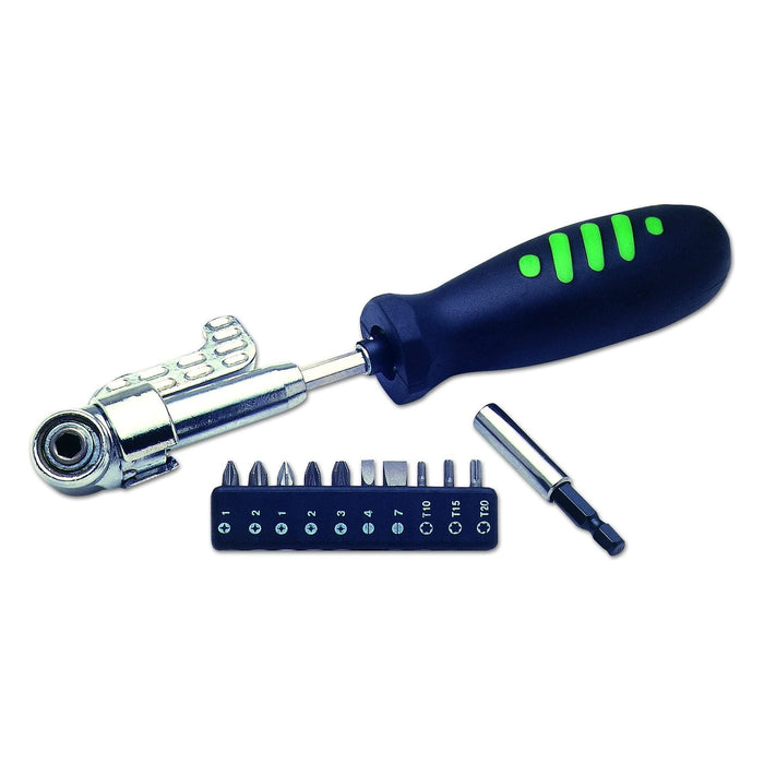 Laser 3-Way Angled Head Screwdriver & 10 Bits 2517 Laser - Town Tools 