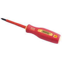 Draper Fully Insulated Soft Grip Cross Slot Screwdriver, No.1 x 80mm (Sold Loose