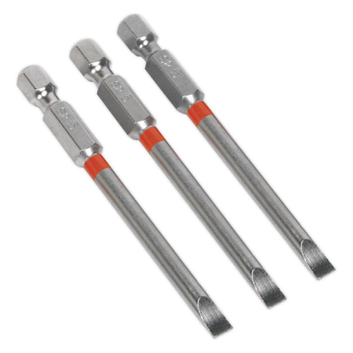 Sealey Power Tool Bit Slotted 5mm Colour-Coded S2 75mm Pack of 3 Sealey - Town Tools 