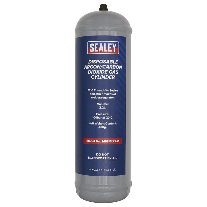 Sealey Disposable Argon/Carbon Dioxide Gas Cylinder 430g MIGMIX2.2 Sealey - Town Tools 