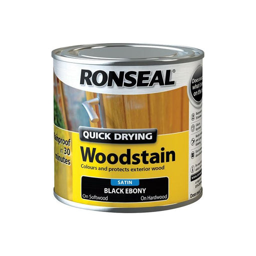 Ronseal Quick Drying Woodstain Satin Ebony 250ml Ronseal - Town Tools